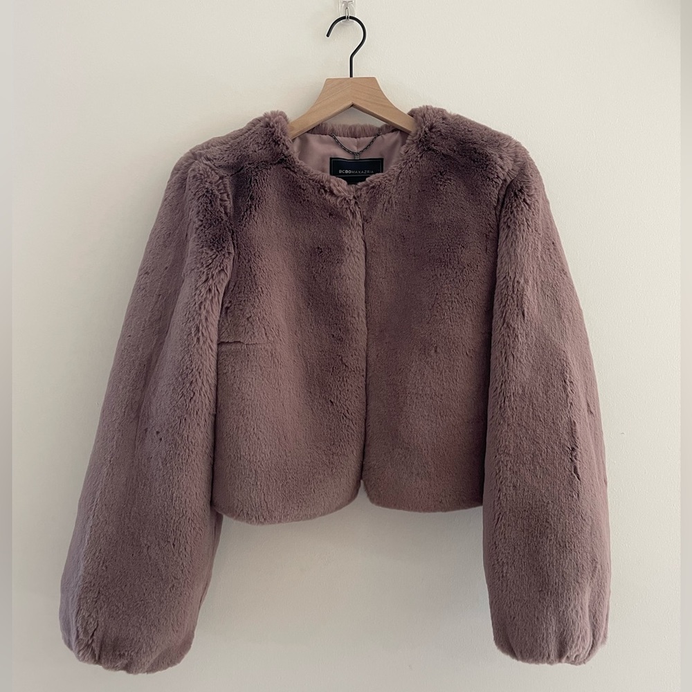 BCBGMaxAzria - IVY FAUX FUR Crop Jacket - Lavender - M